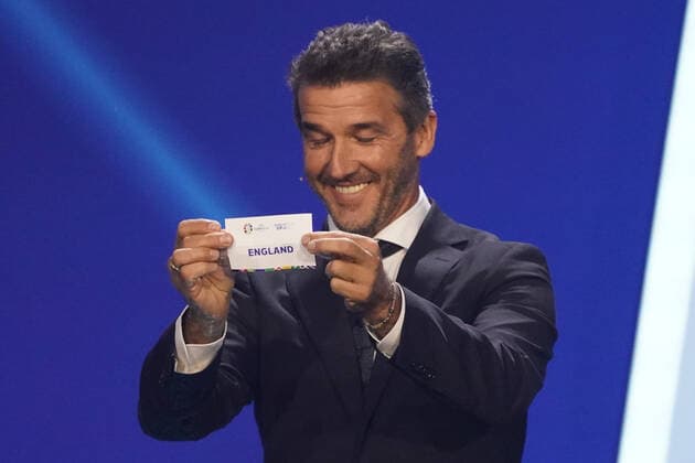 Karl Heinz Riedle draws England from lot pot 2 at the draw of the qualifying groups for the European Championship 2024 in the Festhalle Frankfurt 09 10 2022 EURO2024 Qualifying Draw EM 2024 Draw of the qualifying groups, Festhalle Frankfurt