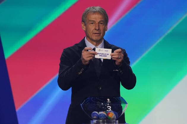 Jürgen Klinsmann Germany draws Ireland from lottery pot 3 in the draw for the qualifying groups for the European Championship 2024 in the Frankfurt Festhalle Frankfurt 09 10 2022 EURO2024 Qualifying Draw EM 2024 Draw for the qualifying groups, Festhalle Frankfurt