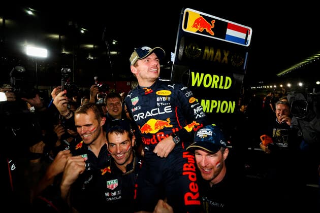 1 Max Verstappen NLD, Oracle Red Bull Racing celebrates becoming the 2022 Drivers World Champion, F1 Grand Prix of Japan at Suzuka International Racing Course on October 9, 2022 in Suzuka, Japan Photo by HOCH ZWEI Suzuka Japan