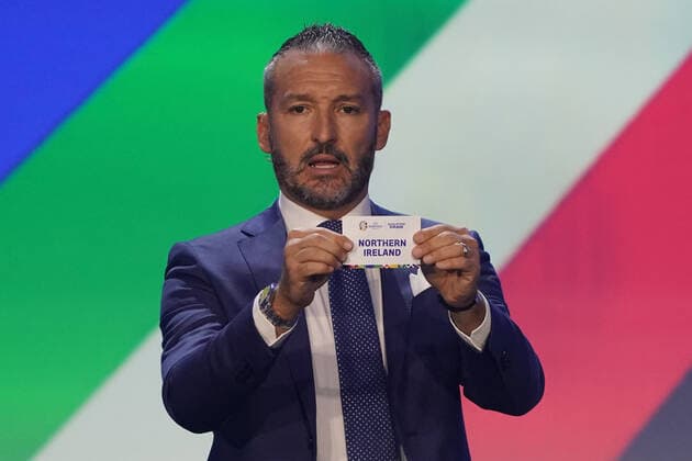 Gianluca Zambrotta Italy draws Northern Ireland from lottery pot 5 at the draw for the qualifying groups for the 2024 European Championship at the Festhalle Frankfurt 09 10 2022 EURO2024 Qualifying Draw EM 2024 Draw of the qualifying groups, Festhalle Frankfurt