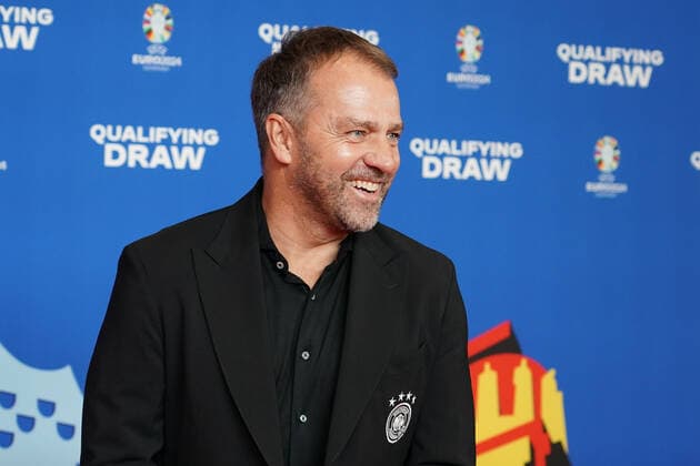 National coach Hansi Flick Germany Germany at the draw of the qualifying groups for the European Championship 2024 in the Frankfurt Festhalle Frankfurt 09 10 2022 EURO2024 Qualifying Draw EM 2024 Draw of the qualifying groups, Festhalle Frankfurt