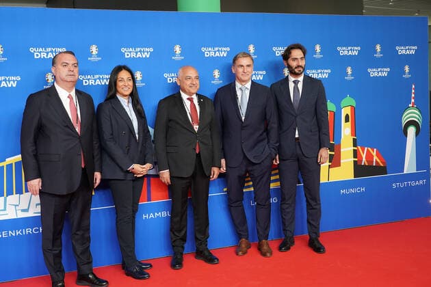 Turkish delegation with national coach Stefan Kuntz and Halil Altintop at the draw of the qualifying groups for the European Championship 2024 in the Festhalle Frankfurt 09 10 2022 EURO2024 Qualifying Draw EM 2024 Draw of the qualifying groups, Festhalle Frankfurt