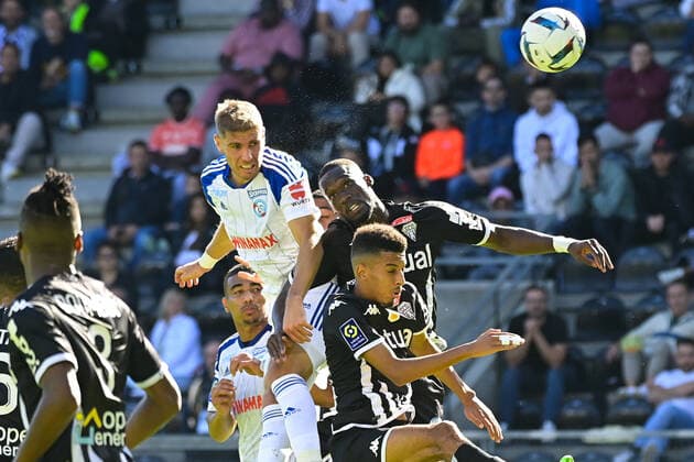 But de Maxime LE MARCHAND ( 23 - Strabourg ) - FOOTBALL : Angers vs Strasbourg - Ligue 1 - 09 10 2022 FedericoPestellini Panoramic 