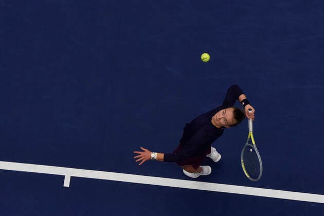 Barbora Krejcikova of Czech Republic in action during the WTA, Tennis Damen Agel Open 2022 women s tennis tournament final match against Iga Swiatek of Poland, on October 9, 2022, in Ostrava, Czech Republic. (CTKxPhoto JaroslavxOzana) CTKPhotoP2022100903930  JAO 02