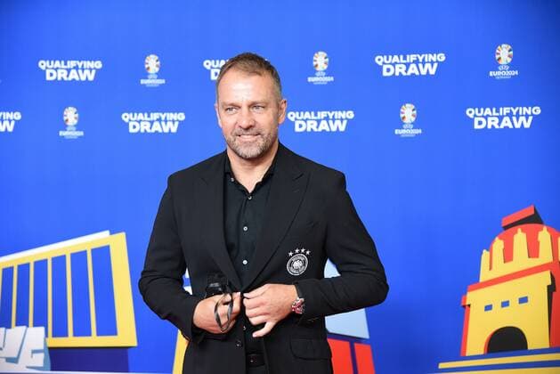 09 10 2022 Frankfurt am Main, EURO2024 Qualifying Draw EM 2024 Draw of Qualifying Groups, Festhalle Frankfurt national coach Hansi Flick Germany Germany emspor, DFL regulations prohibit any use of photographs as image sequences and or quasi video
