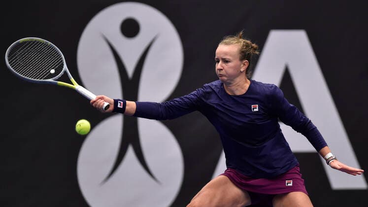 Barbora Krejcikova of Czech Republic in action during the WTA, Tennis Damen Agel Open 2022 women s tennis tournament final match against Iga Swiatek of Poland, on October 9, 2022, in Ostrava, Czech Republic. (CTKxPhoto JaroslavxOzana) CTKPhotoP2022100904260  JAO 07