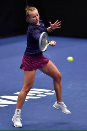 Barbora Krejcikova of Czech Republic in action during the WTA, Tennis Damen Agel Open 2022 women s tennis tournament final match against Iga Swiatek of Poland, on October 9, 2022, in Ostrava, Czech Republic. (CTKxPhoto JaroslavxOzana) CTKPhotoP2022100904470  JAO 11