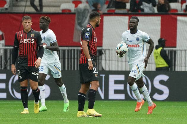 Brandon Domingues (Troyes) FOOTBALL : OGC Nice vs Troyes - Ligue 1 Uber Eats - Nice - 09 10 2022 NorbertScanella Panoramic 
