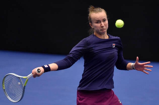 Barbora Krejcikova of Czech Republic in action during the WTA, Tennis Damen Agel Open 2022 women s tennis tournament final match against Iga Swiatek of Poland, on October 9, 2022, in Ostrava, Czech Republic. (CTKxPhoto JaroslavxOzana) CTKPhotoP2022100905012  JAO 19