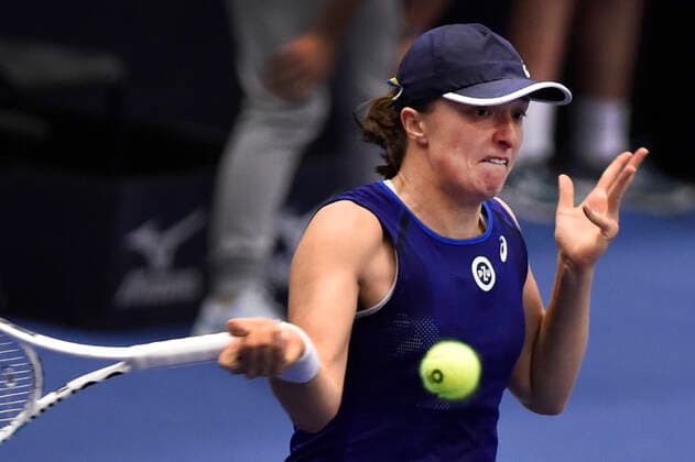 Iga Swiatek of Poland in action during the WTA, Tennis Damen Agel Open 2022 women s tennis tournament final match against Barbora Krejcikova of Czech Republic, on October 9, 2022, in Ostrava, Czech Republic. (CTKxPhoto JaroslavxOzana) CTKPhotoP2022100905181  JAO 21