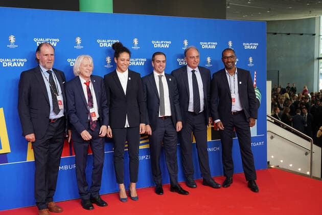 EM 2024 Ambassador Philipp Lahm and Celia Sasic welcome guests including former national player Cacau at the draw for the qualifying groups for the 2024 European Championship in Frankfurts Festhalle 09 10 2022 EURO2024 Qualifying Draw EM 2024 Draw for the qualifying groups, Festhalle Frankfurt
