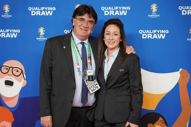 UEFA Secretary General Theodore Theodoridis at the draw of the qualifying groups for the European Championship 2024 in Frankfurt Festhalle Frankfurt 09 10 2022 EURO2024 Qualifying Draw EM 2024 Draw of the qualifying groups, Festhalle Frankfurt