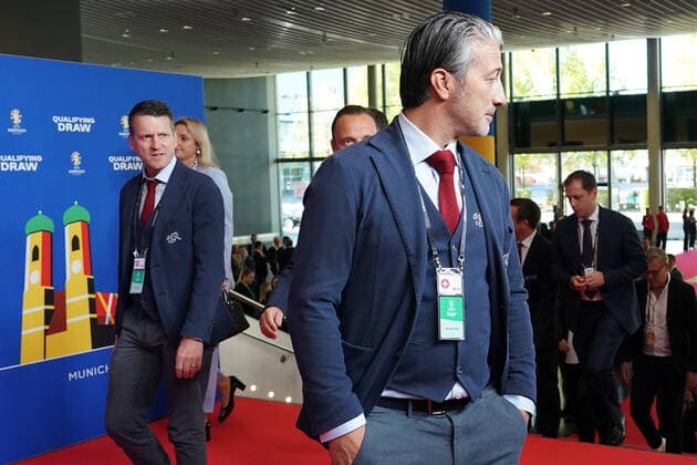 National coach Murat Yaki Switzerland at the draw of the qualifying groups for the European Championship 2024 in the Frankfurt Festhalle Frankfurt 09 10 2022 EURO2024 Qualifying Draw EM 2024 Draw of the qualifying groups, Festhalle Frankfurt