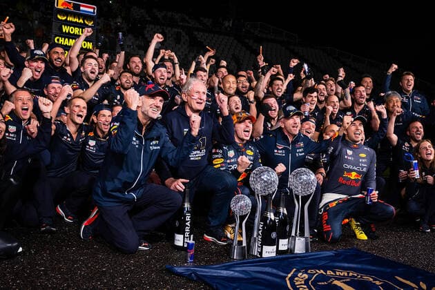 Formula 1 2022 Honda Japanese Grand Prix 09 10 2022, Suzuka International Racing Course, Suzuka, Formula 1 2022 Honda Japanese Grand Prix , in picture World Champion 2022 Max Verstappen NEL , Oracle Red Bull Racing, Chief Technical Officer Adrian Newey, Chief Motorsport Officer Dr Helmut Marko Red Bull Racing Honda , Team Principal Christian Horner Red Bull Racing Honda , Sergio Perez MEX , Oracle Red Bull Racing nordphotoxGmbHx xBratic nph00250