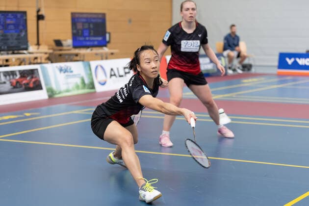 SV Fun Ball Dortelweil TV Refrath, Badminton Bundesliga Iris Wang SV Fun Ball Dortelweil in dope with her partner Julie Macpherson SV Fun Ball Dortelweil Badminton Bundesliga match between SV Fun Ball Dortelweil and TV Refrath on 9 October 2022 in Bad Vilbel Dortelweil , Bad Vilbel Hesse Germany Sports Hall of the European School Rhein Main