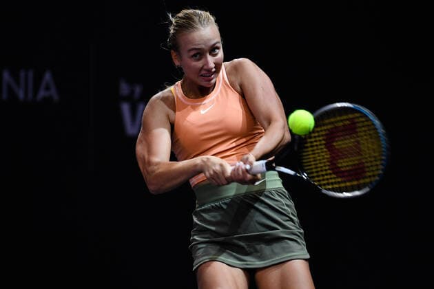 Transylvania Open: WTA, Tennis Damen 250 Tennis Damen Tournament in Cluj-Napoca, BT Arena, 8-16 October 2022 Anastasia POTAPOVA in action during her match against Ann Li , during WTA 250 Transylvania Open, held in BT Arena, Cluj Napoca 8-16 October 2022 Medias Sibiu Copyright: xANCAxTEPEIx