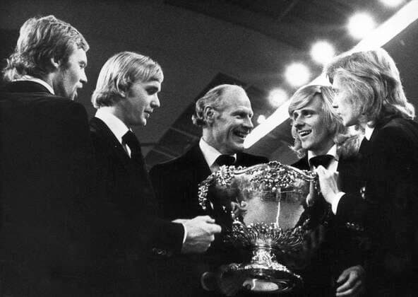 STOCKHOLM 1975 Davis Cup Sweden vs Czechoslovakia The team consisted of Ove Bengtson, Birger Andersson, the leader Lennart Bergelin, Björn Borg and Rolf Norberg STOCKHOLM SWEDEN x1001x  Copyright: xJanxCollsiöö TTx DAVIS CUP 1975 FINAL SVE-TJE