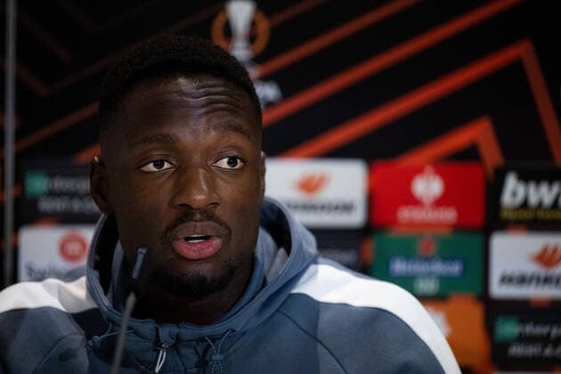 221012 Goalkeeper Ismael Diawara during a press conference with Malmö FF on October 12, 2022 in Berlin Photo Petter Arvidson BILDBYRAN code PA PA0414 football football soccer fotball uefa europa league press conference press conference malmö ff bbeng,  Copyright: PETTERxARVIDSON BB221012PA118