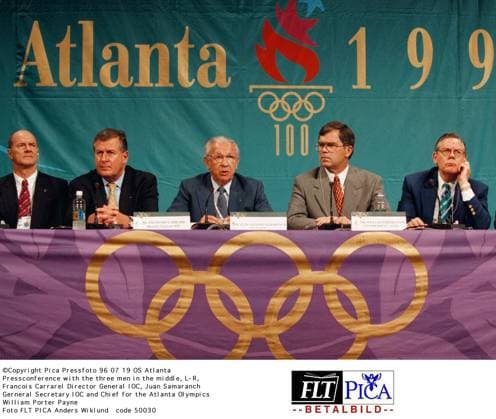 Copyright Pica Pressfoto 96 07 19 OS Atlanta Pressconference with the three men in the middle, L-R, Francois Carrarel Director General IOC, Juan Samaranch Gerneral Secretary IOC and Chief for the Atlanta Olympics William Porter Payne Foto FLT PICA Anders Wiklund code 50030 ATLANTA USA x50030x *** Copyright Pica Press photo 96 07 19 Olympics Atlanta Press conference with the three men in the middle, L R, Francois Carrarel Director General IOC, Juan Samaranch Gerneral Secretary IOC and Chief for the Atlanta Olympics William Porter Payne Photo FLT PICA Anders Wiklund code 50030 ATLANTA USA x50030x  Copyright: xAndersxWiklundx50030x OS ATLANTA 1996