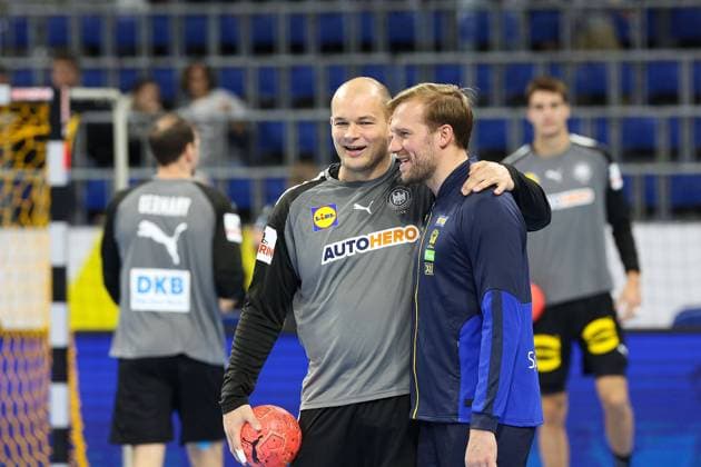 Germany Sweden, EHF Euro Cup Paul Drux Germany, 95 , Max Darj Sweden, 5 Füchse Berlin Handball international match between Germany and Sweden on 13 October 2022 in Mannheim , Mannheim Baden Württemberg Germany SAP Arena
