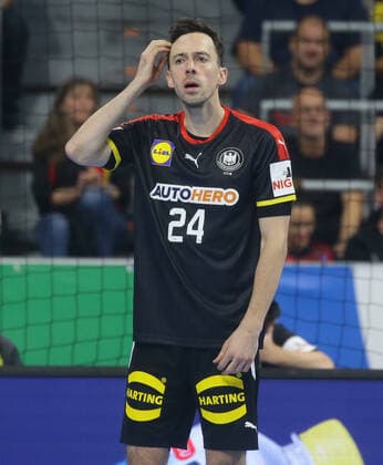 Mannheim , Handball international match Germany vs Sweden , Patrick Groetzki GER