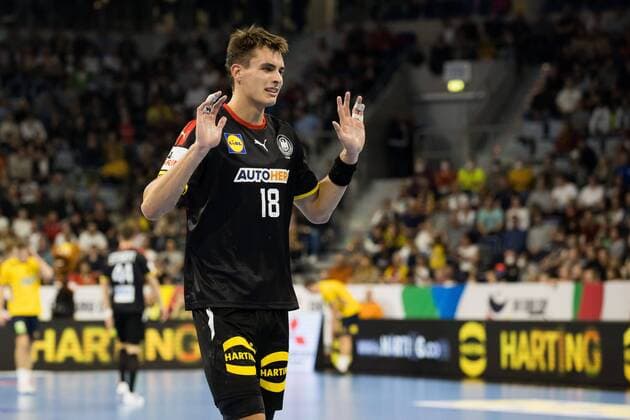 Julian Koester Germany , Germany vs Sweden, International match, EHF Euro Cup, Men , 13 10 2022 Photographer Neis Eibner Germany vs Sweden, EHF Euro Cup, Men , 13 10 2022 Copyright: xNeisx xEibner-Pressefotox