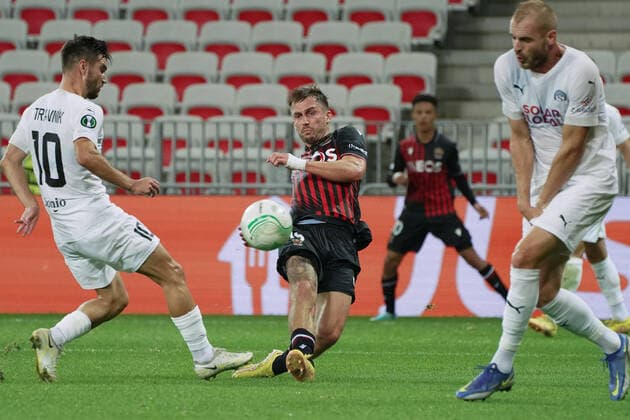 Joe Bryan (OGC Nice) FOOTBALL : OGC Nice vs Slovacko - europa conference league - Phase de groupe - Nice - 13 10 2022 NorbertScanella Panoramic 