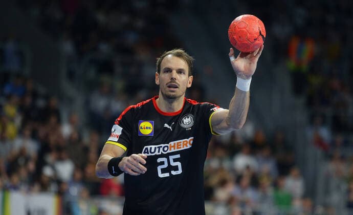 Mannheim , Handball international match Germany vs Sweden , Kai Häfner GER