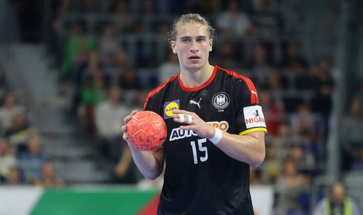 Mannheim , Handball international Germany vs Sweden , Juri Knorr GER