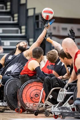 Canada vs New Zealand, 2022 Wheelchair Rugby World Championship, Vejle 15 10 22 Hayden Barton Cootes no 06, Team New Zealand Fabien Lavoie no 11, Team Canada Copyright: xBEAUTIFULxSPORTS MarioxM.xKobergx