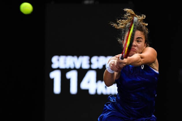 Transylvania Open: WTA, Tennis Damen 250 Tennis Damen Tournament in Cluj-Napoca, BT Arena, 8-16 October 2022 Jasmine Paolini in action during her match against Xiyu Wang, during WTA 250 Transylvania Open, held in BT Arena, Cluj Napoca 8-16 October 2022 Cluj-Napoca Cluj Copyright: xANCAxTEPEIx