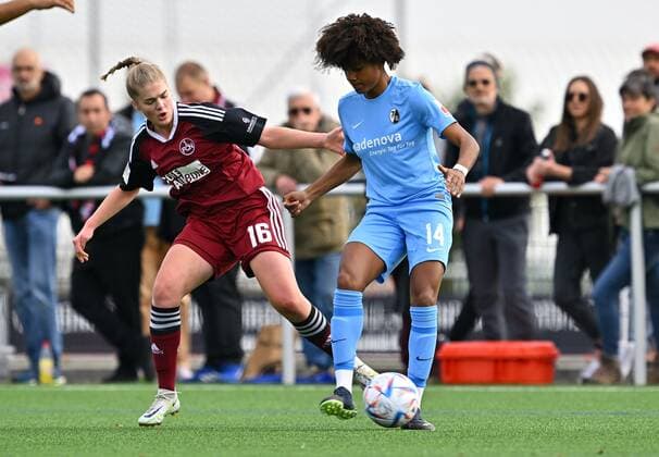 16 10 2022 Football Season 2022 2023 2 Women Football 2 Bundesliga 5 Matchday 1 FC Nürnberg FCN Club SC Freiburg II Anne Führlein 16, 1 FC Nürnberg FCN Sury Alichy Pallotta Gil 14, SC Freiburg II