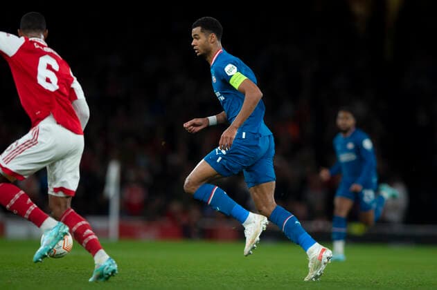Cody Gakpo of PSV Eindhoven during the UEFA Europa League match between Arsenal and PSV Eindhoven at the Emirates Stadium, London, England on 20 October 2022. Copyright: xSalvioxCalabresex 33860017