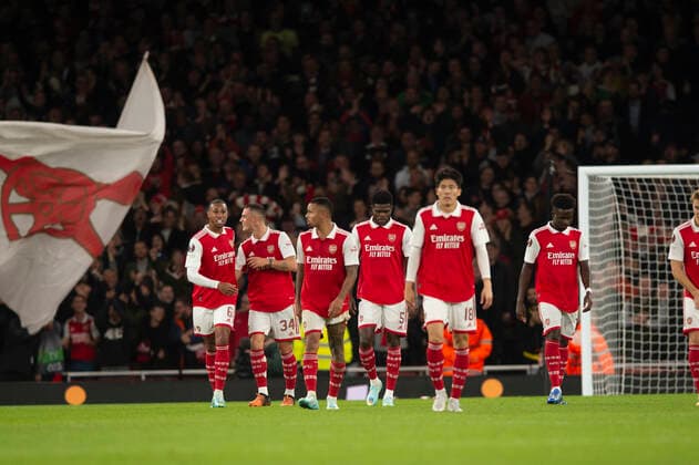 GranitÊXhaka of Arsenal celebrates scoring his goal during the UEFA Europa League match between Arsenal and PSV Eindhoven at the Emirates Stadium, London, England on 20 October 2022. Copyright: xSalvioxCalabresex 33860019