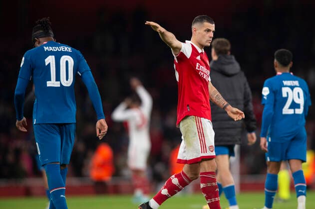 GranitÊXhaka of Arsenal during the UEFA Europa League match between Arsenal and PSV Eindhoven at the Emirates Stadium, London, England on 20 October 2022. Copyright: xSalvioxCalabresex 33860030