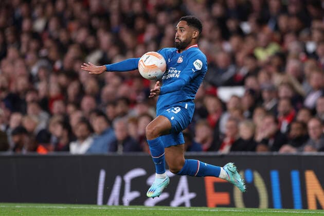 Arsenal gegen PSV Eindhoven 20. Oktober 2022, London Europa League Gruppenphase Arsenal gegen PSV Eindhoven Phillipp Mwene von PSV Eindhoven Foto Jacques Feeney Abseits London UK  Copyright: xJacquesxFeeneyx xOffsidexOffside