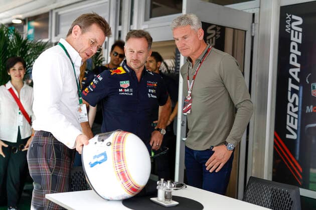 Christian Horner GBR, Oracle Red Bull Racing , David Coulthard GBR , F1 Grand Prix of USA at Circuit of The Americas on October 21, 2022 in Austin, United States of America Photo by HOCH ZWEI Austin United States of America