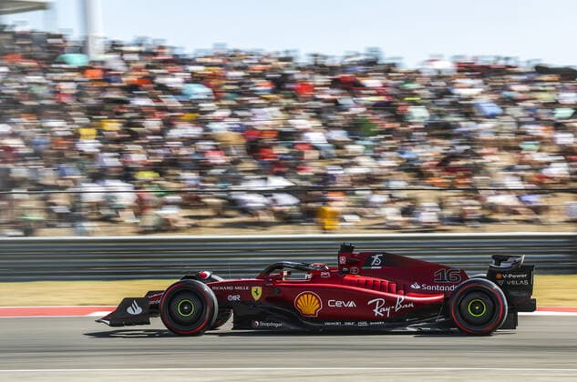 16 LECLERC Charles (mco), Scuderia Ferrari F1-75, action during the Formula 1 Aramco United States Grand Prix 2022, 19th round of the 2022 FIA Formula One World Championship, WM, Weltmeisterschaft from October 21 to 23, 2022 on the Circuit of the Americas, in Austin, Texas - F1 - UNITED STATES GRAND PRIX 2022 DPPI Panoramic  20221022_G00D6955