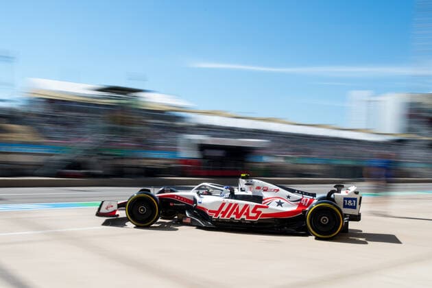 Mick Schumacher GER, Haas F1 Team 47 in VF 22 drives out of the pits, USA, Formula 1 Grand Prix of the USA, Circuit of the Americas Austin, 3 Free Practice, 22 10 2022 USA, Formula 1 Grand Prix of the USA, Circuit of the Americas Austin, 3 Free Practice, 22 10 2022 Austin Copyright: xEibner Memmlerx EP_MMR
