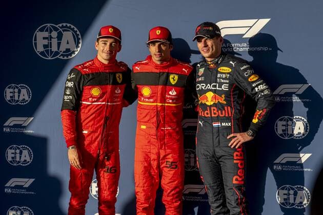 Austin - 23-10-2022, Texas, Carlos Sainz Jr, Max Verstappen and Charles Leclerc at the Formula 1 USA Grand Prix, Formula 1 USA Grand Prix Saturday  x18955993x Copyright: