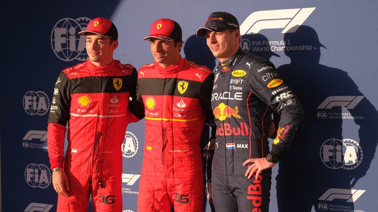October 22, 2022, Austin, TX, USA: Oct 22, 2022: Charles Leclerc (16), Carlos Sainz (55), Max Verstappen (1) during the Formula 1 Aramco United States Grand Prix in Austin, TX. Jason Pohuski BMR. Austin USA - ZUMAb241 20221022_zsa_b241_034 Copyright: xJasonxPohuskix xBmrxMediax