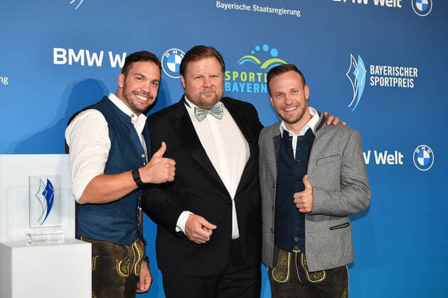 Tobias Arlt, Michael A Grimm and Tobias Wendl Bavarian Sports Award 2022 Honor, Award, Prize BMW World Munich 22 October 2022