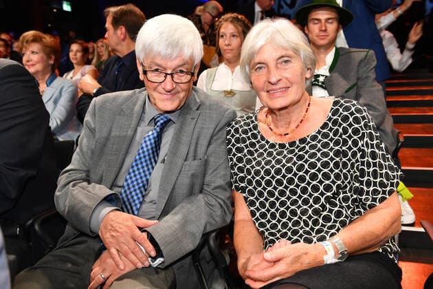 Christiane Krause Olympic Champion Sprint 1972 with husband Award of the Bavarian Sports Award 2022 honor, award, prize BMW World Munich 22 October 2022
