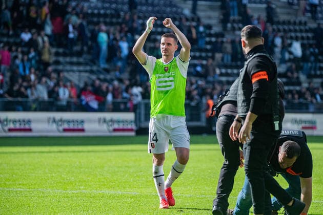 Benjamin Bourigeaud (Stade Rennais) FOOTBALL : Angers SCO vs Stade Rennais - Ligue 1 - Journee 12 - 23 10 2022 BaptisteAutissier Panoramic 