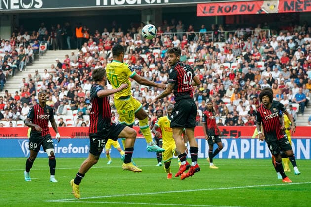 Ludovic Blas (FC Nantes) - Mattia Viti (OGC Nice) FOOTBALL : OGC Nice vs FC Nantes - Ligue 1 Uber Eats - Nice - 23 10 2022 NorbertScanella Panoramic 