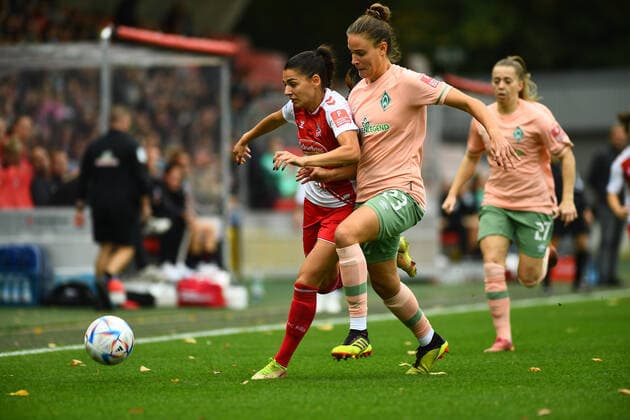 GERMANY, COLOGNE - OCTOBER 23, 2022: Manjou Wilde vs Hanna Nemeth. The match of Women Bundesliga 1.FC Koeln Frauen vs TSG 1899 Hoffenheim Frauen  Copyright: xVITALIIxKLIUIEVx