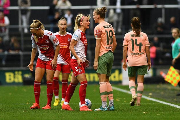 GERMANY, COLOGNE - OCTOBER 23, 2022: Lina Hausicke, Mandy Islacker. The match of Women Bundesliga 1.FC Koeln Frauen vs TSG 1899 Hoffenheim Frauen  Copyright: xVITALIIxKLIUIEVx