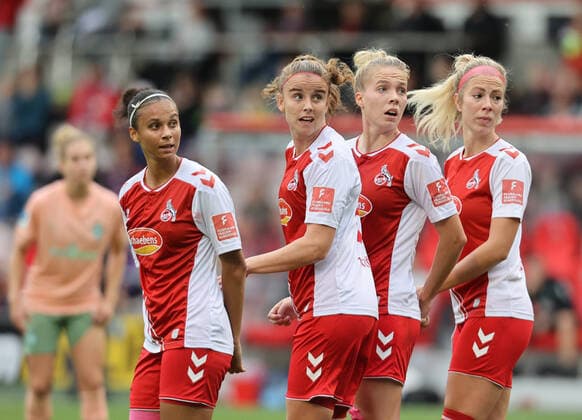 Genessee Puntigam Cologne , Myrthe Moorrees Cologne , Celina Degen Cologne , Sharon Beck Cologne , 1 FC Cologne SV Werder Bremen, Flyeralarm Frauen Bundesliga, 5 Spieltag, Cologne, Germany, 23 10 2022,