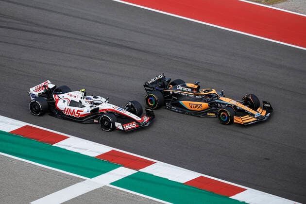 47 Mick Schumacher DEU, Haas F1 Team , 3 Daniel Ricciardo AUS, McLaren F1 Team , F1 Grand Prix of USA at Circuit of The Americas on October 23, 2022 in Austin, United States of America Photo by HOCH ZWEI Austin United States of America