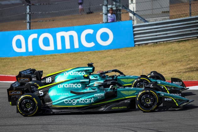 5 Sebastian Vettel DEU, Aston Martin Aramco Cognizant F1 Team , 18 Lance Stroll CAN, Aston Martin Aramco Cognizant F1 Team , F1 Grand Prix of USA at Circuit of The Americas on October 23, 2022 in Austin, United States of America Photo by HOCH ZWEI Austin United States of America